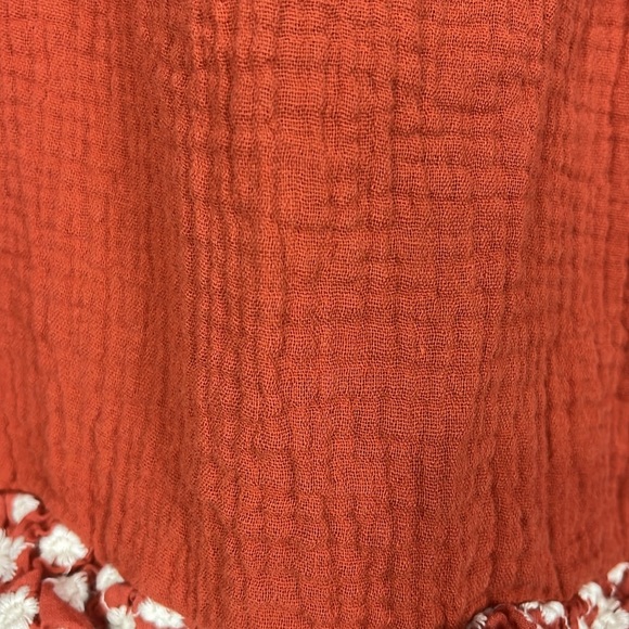 Alice Blue Womens Skirt L Burnt Orange White Floral Ruffles Waffle Texture Full - Picture 5 of 12